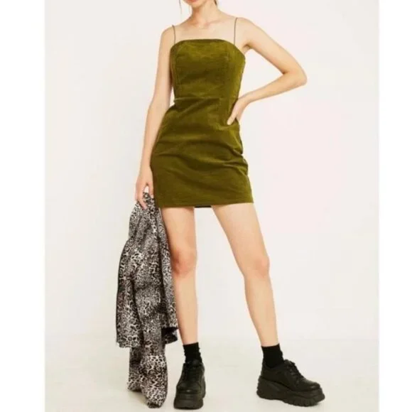 Urban Outfitters | Dresses | Urban Outfitters Olive Green Corduroy Dress  Size 4 | Poshmark